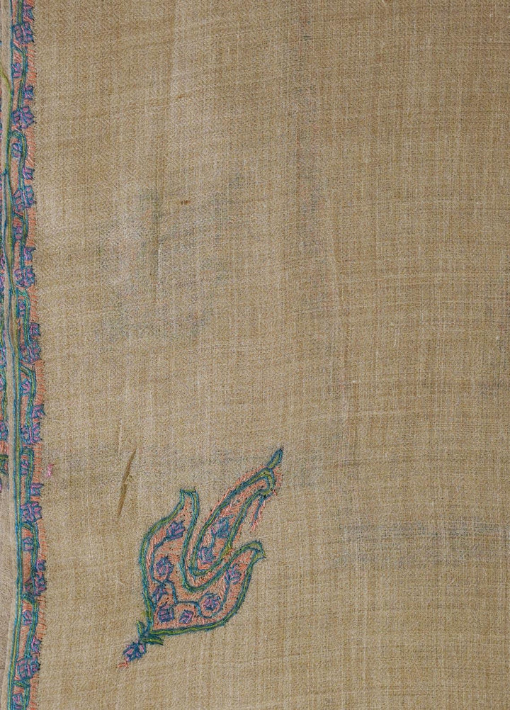 Sanaulla Exclusive Range  Pashmina  Shawls MAMA-15 Fawn-4 - Pashmina Shawls