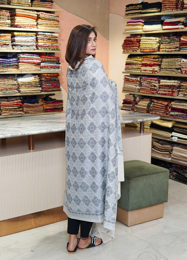 Sanaulla Exclusive Range  Pashmina  Shawls MAMA-37 Off White-1 - Pashmina Shawls