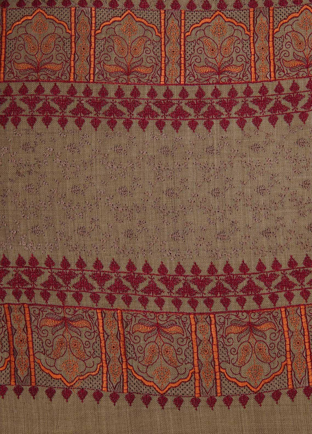 Sanaulla Exclusive Range  Pashmina  Shawls Acrylic Mh Jaal Az KPS-07 Light Brown - Pashmina Shawls