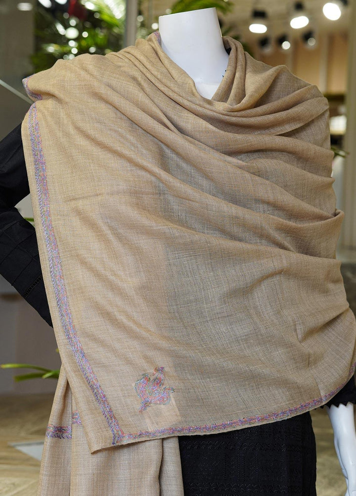 Sanaulla Exclusive Range  Pashmina  Shawls MAMA-15 Fawn-6 - Pashmina Shawls