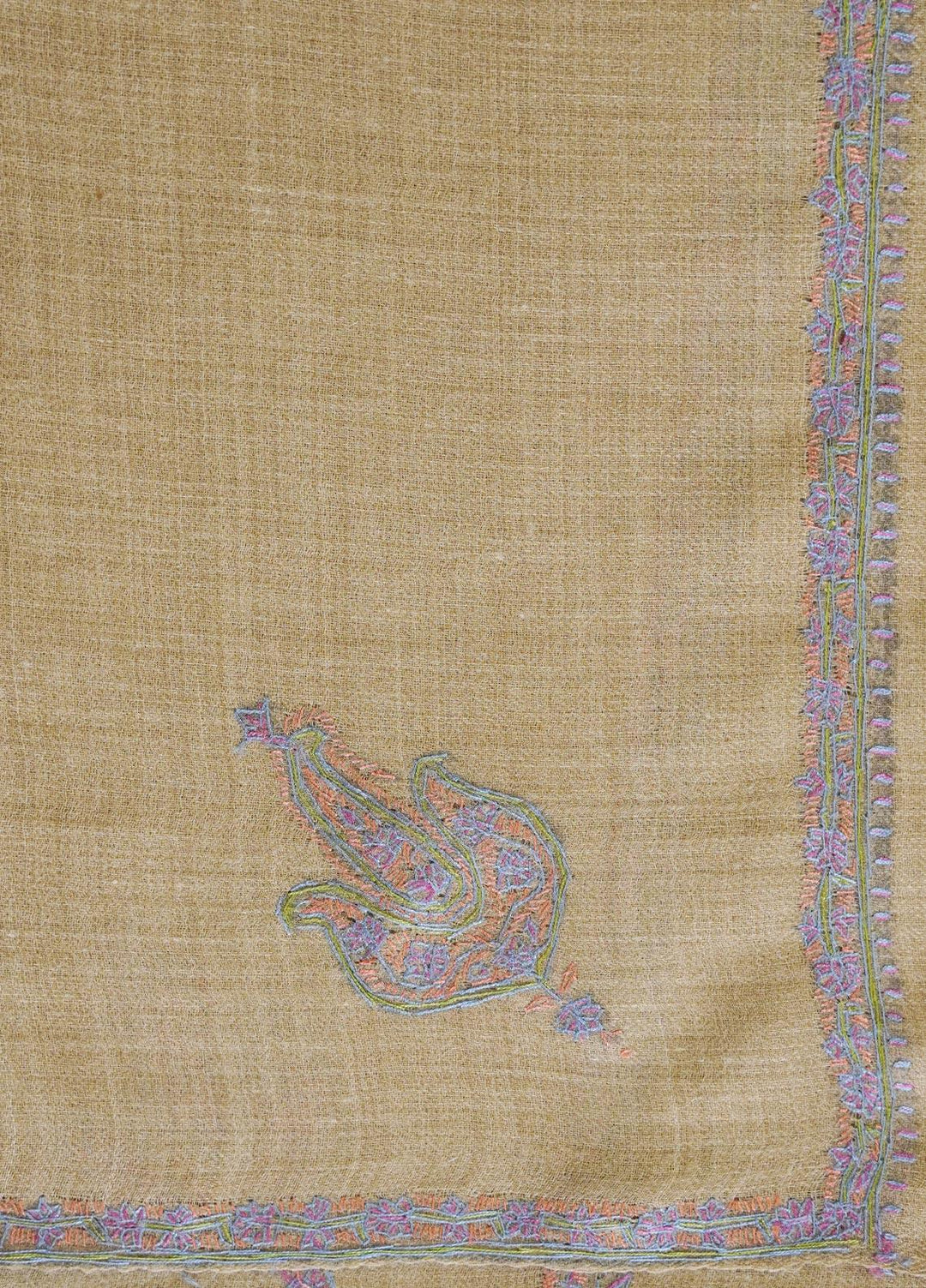 Sanaulla Exclusive Range  Pashmina  Shawls MAMA-15 Fawn-6 - Pashmina Shawls