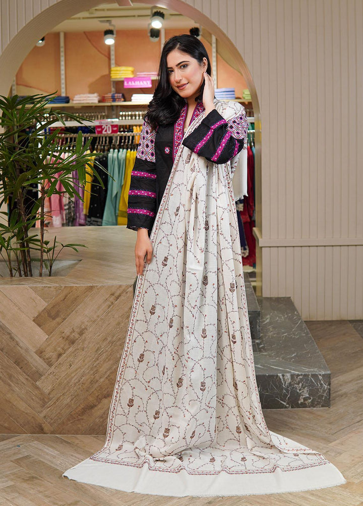 Sanaulla Exclusive Range  Pashmina  Shawls MAMA-17 White-1 - Pashmina Shawls