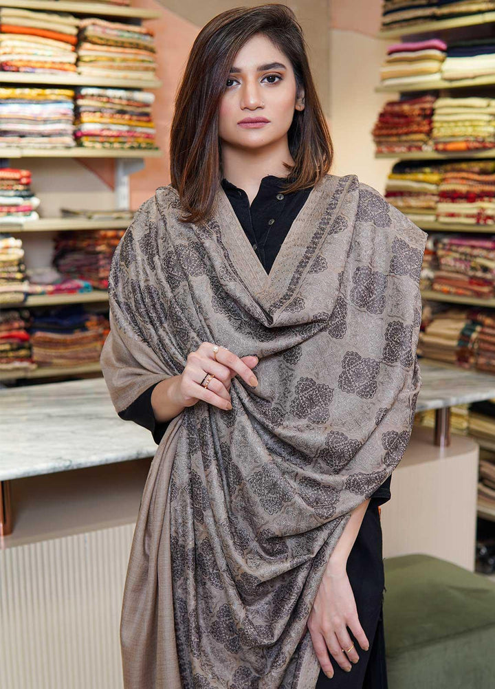 Sanaulla Exclusive Range  Pashmina  Shawls MAMA-37 Fawn-1 - Pashmina Shawls