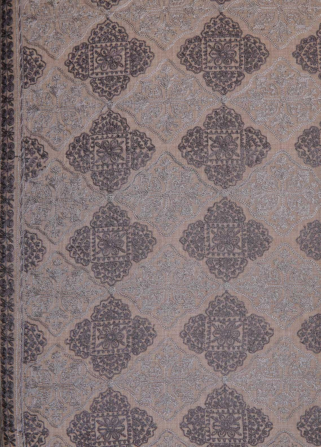 Sanaulla Exclusive Range  Pashmina  Shawls MAMA-37 Fawn-1 - Pashmina Shawls