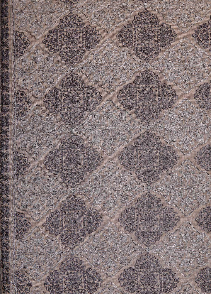 Sanaulla Exclusive Range  Pashmina  Shawls MAMA-37 Fawn-1 - Pashmina Shawls