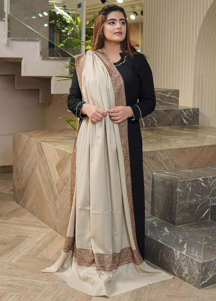 Sanaulla Exclusive Range  Pashmina  Shawls Top Dour DD KPS-17 Fawn-02   - Pashmina Shawls