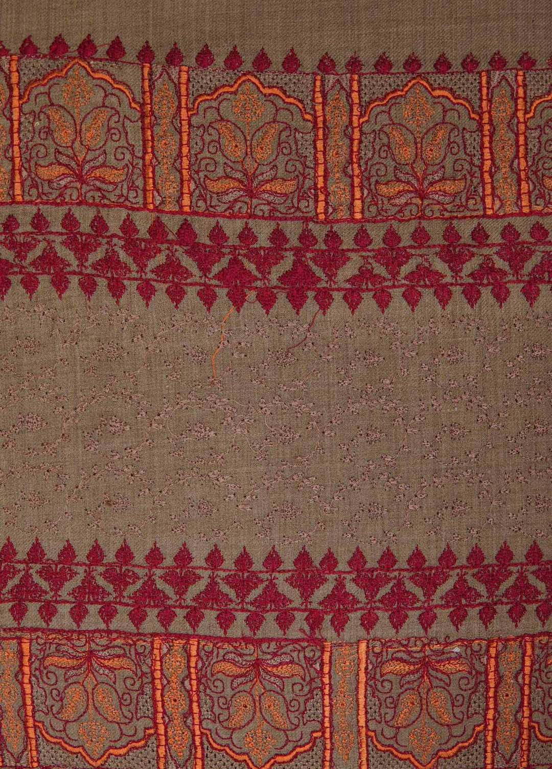 Sanaulla Exclusive Range  Pashmina  Shawls Acrylic Mh Jaal Az KPS-07 Brown - Pashmina Shawls