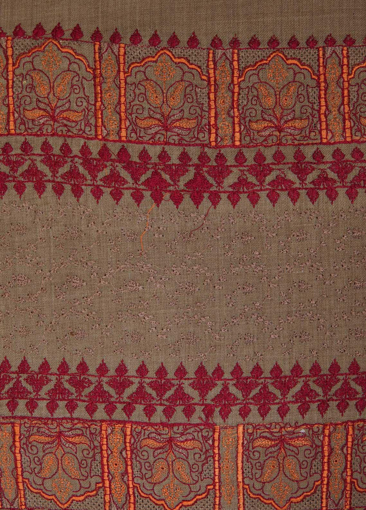 Sanaulla Exclusive Range  Pashmina  Shawls Acrylic Mh Jaal Az KPS-07 Brown - Pashmina Shawls