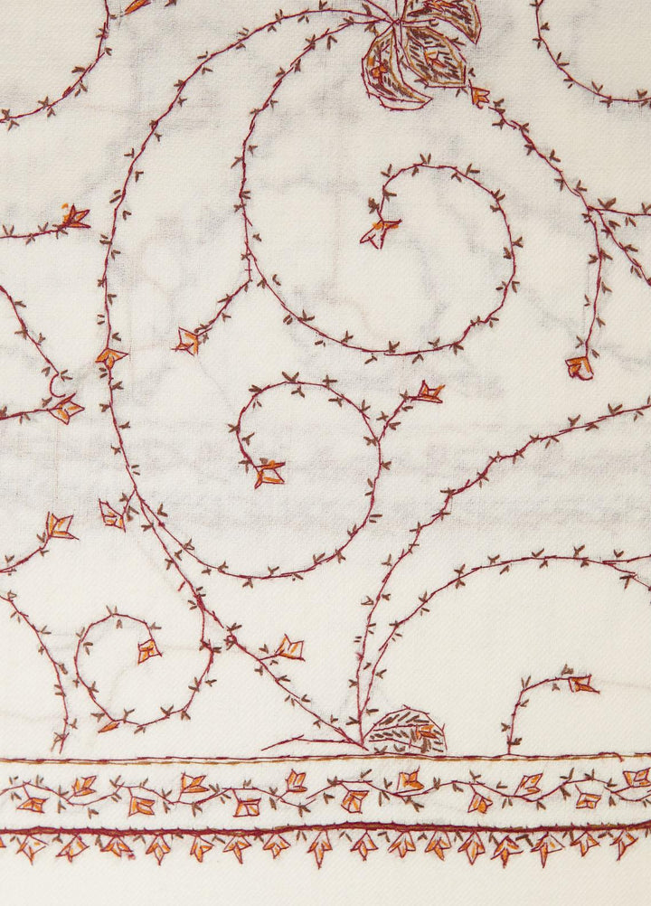 Sanaulla Exclusive Range  Pashmina  Shawls MAMA-17 White-2 - Pashmina Shawls