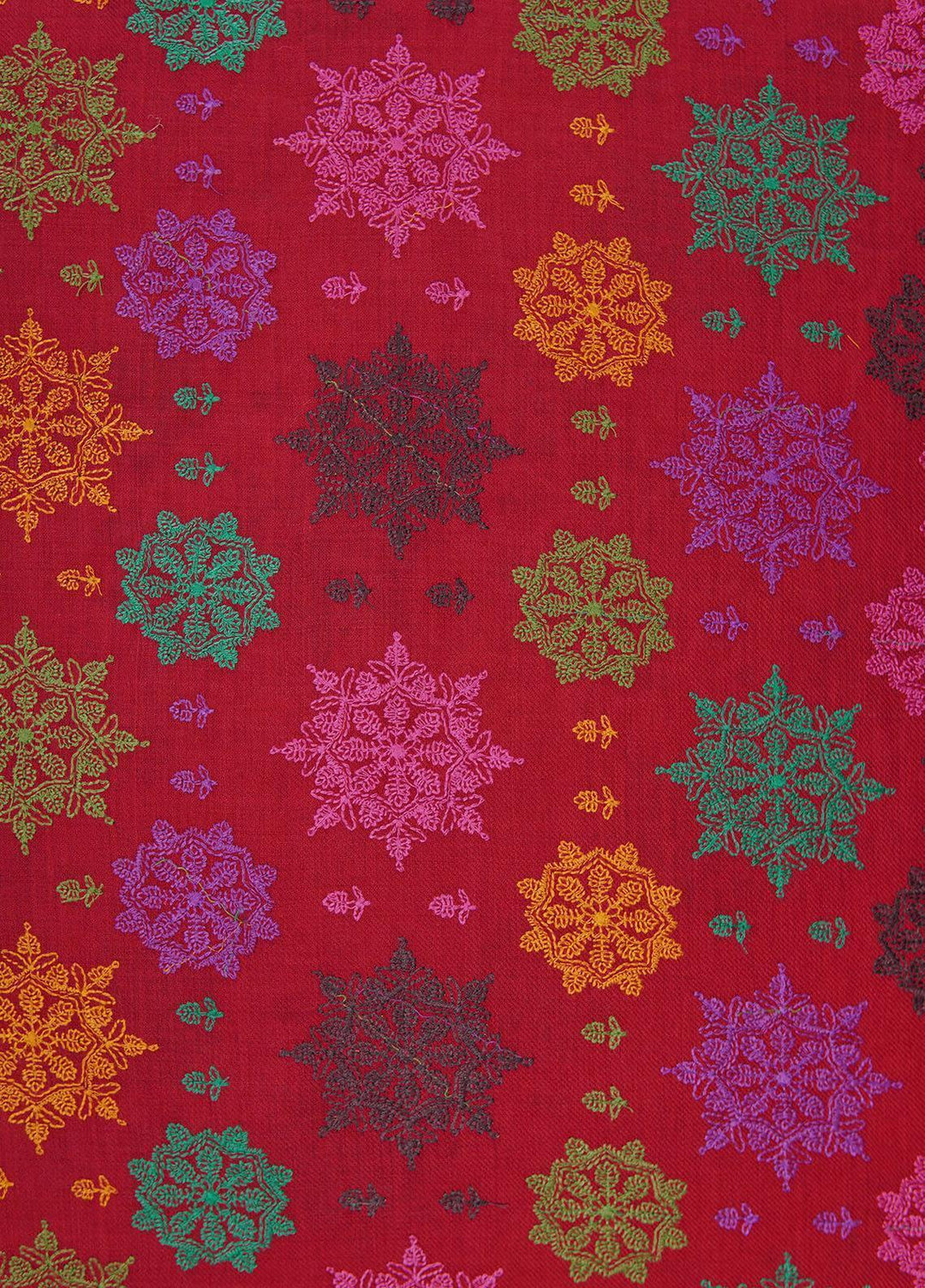 Sanaulla Exclusive Range  Pashmina  Shawls MH Multi Buti Jaal Hw KPS-25 Red - Pashmina Shawls