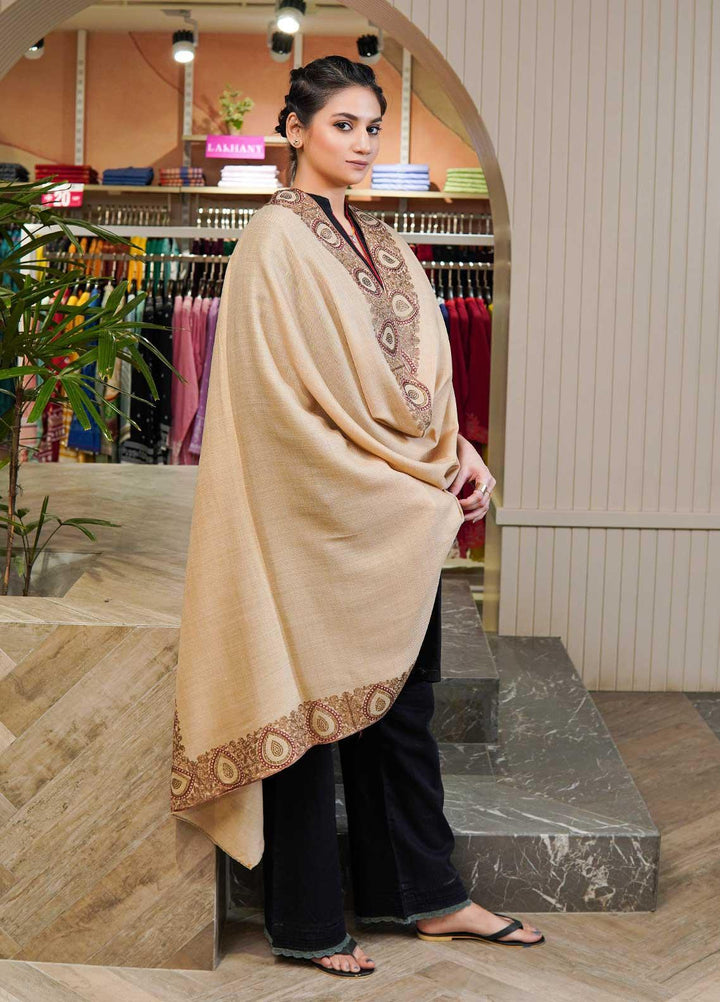 Sanaulla Exclusive Range  Pashmina  Shawls MAMA-51 Fawn - Pashmina Shawls