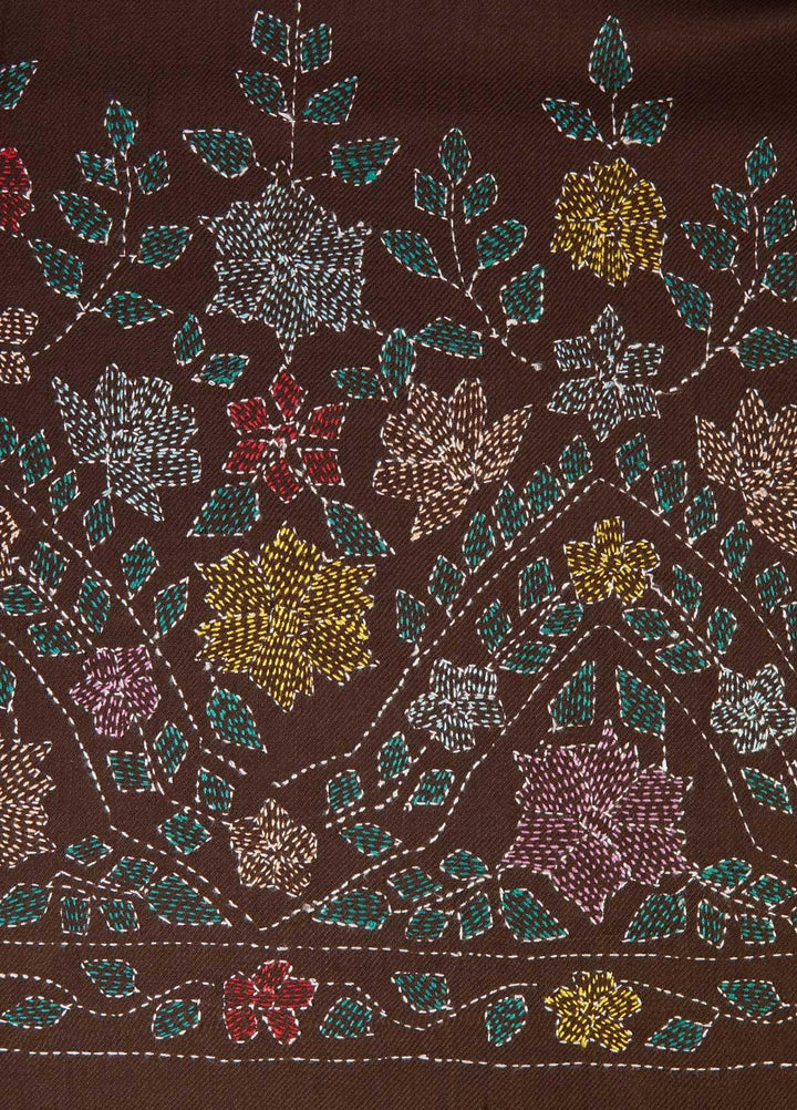 Sanaulla Exclusive Range  Pashmina  Shawls Shadow Emb Paala KPS-08 Red - Pashmina Shawls