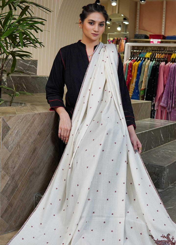 Sanaulla Exclusive Range  Pashmina  Shawls Star Buti KPS-05 White01 - Pashmina Shawls