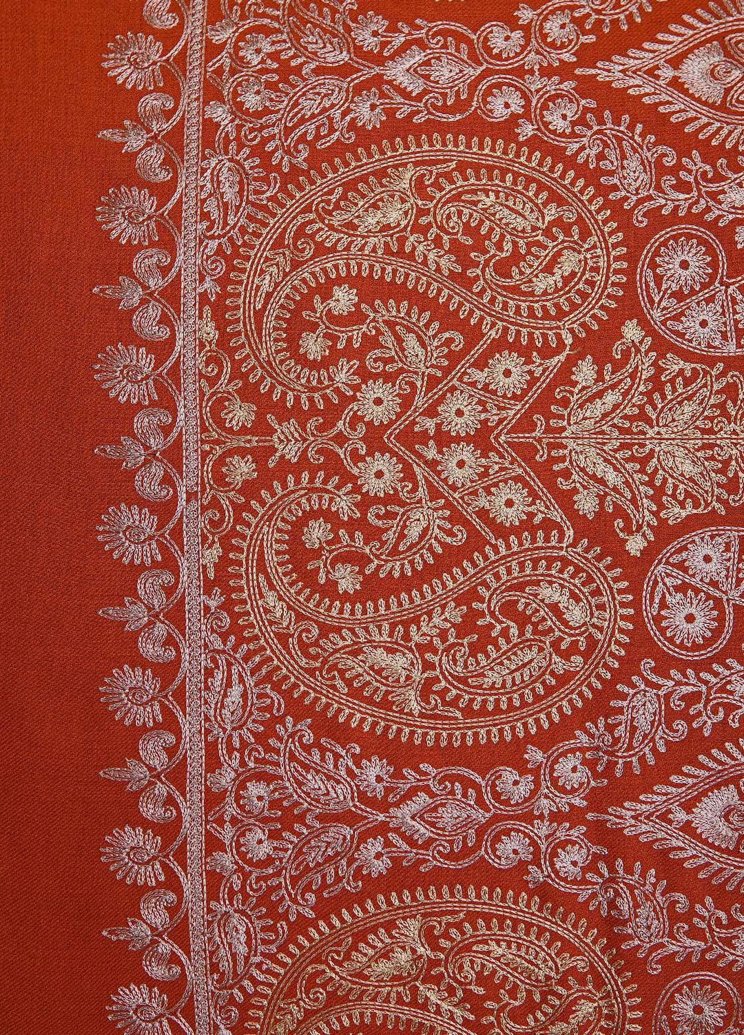 Sanaulla Exclusive Range  Pashmina  Shawls MAMA-38 Rust-1 - Pashmina Shawls