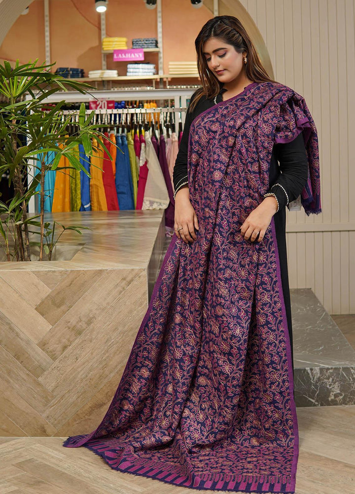 Sanaulla Exclusive Range  Pashmina  Shawls MAMA-06 Purple      - Pashmina Shawls