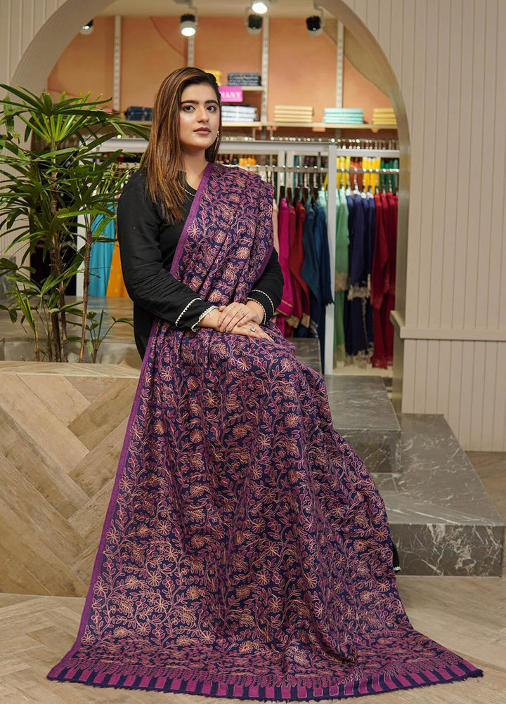 Sanaulla Exclusive Range  Pashmina  Shawls MAMA-06 Purple      - Pashmina Shawls