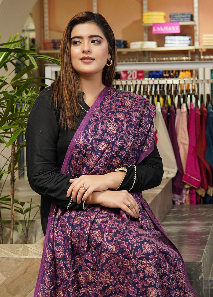 Sanaulla Exclusive Range  Pashmina  Shawls MAMA-06 Purple      - Pashmina Shawls