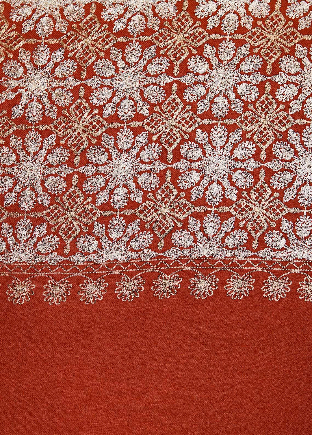 Sanaulla Exclusive Range  Pashmina  Shawls MAMA-38 Rust-2 - Pashmina Shawls