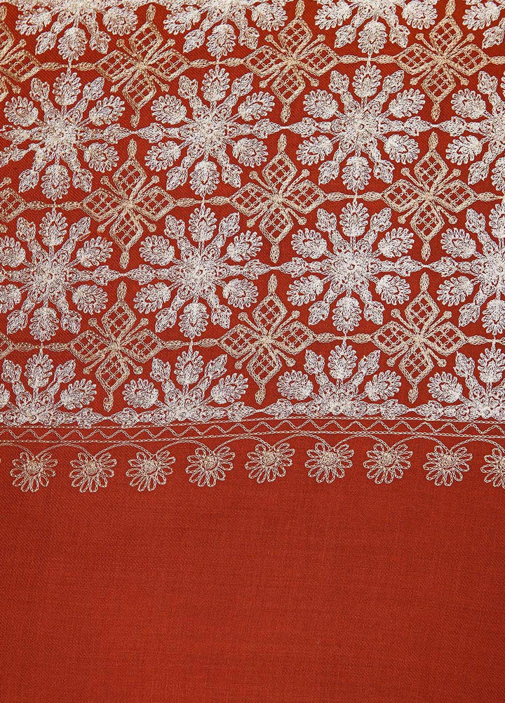 Sanaulla Exclusive Range  Pashmina  Shawls MAMA-38 Rust-2 - Pashmina Shawls