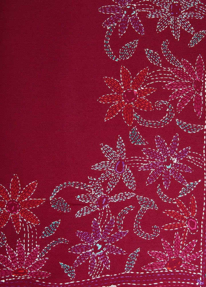 Sanaulla Exclusive Range  Pashmina  Shawls Shadow Emb Paala KPS-08 Yellow - Pashmina Shawls