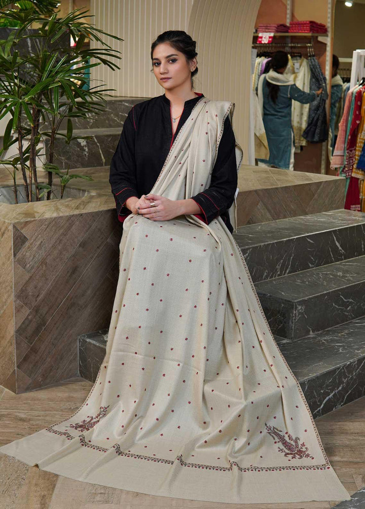 Sanaulla Exclusive Range  Pashmina  Shawls Star Buti KPS-05 fawn01 - Pashmina Shawls