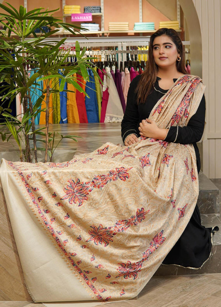Sanaulla Exclusive Range  Pashmina  Shawls Mh Burfi Um Fine KPS-15 Fawn  - Pashmina Shawls