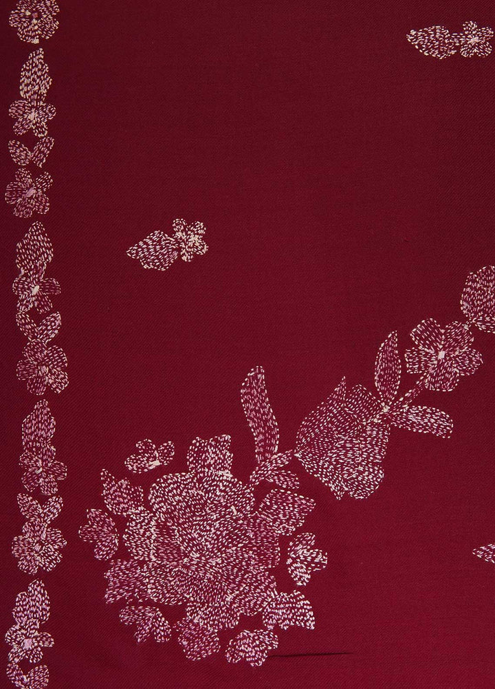 Sanaulla Exclusive Range  Pashmina  Shawls Shadow Emb Paala KPS-08 Brown - Pashmina Shawls