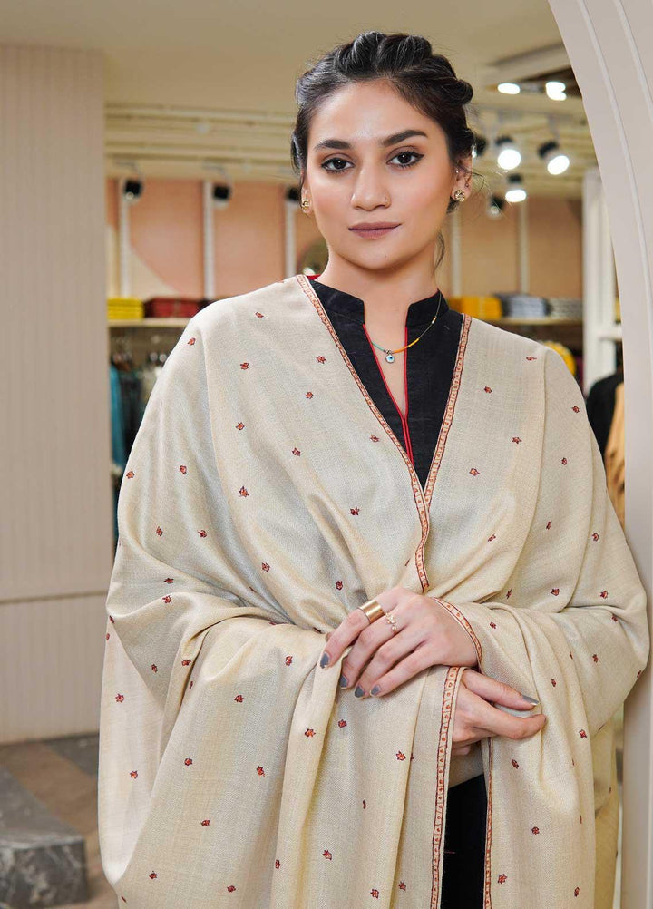 Sanaulla Exclusive Range  Pashmina  Shawls Star Buti KPS-05 fawn02 - Pashmina Shawls