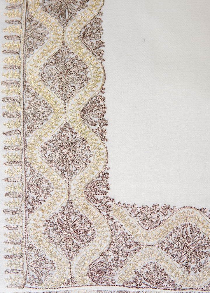 Sanaulla Exclusive Range  Pashmina  Shawls Zarri Nalki Dour New Hw KPS-38 White01 - Pashmina Shawls