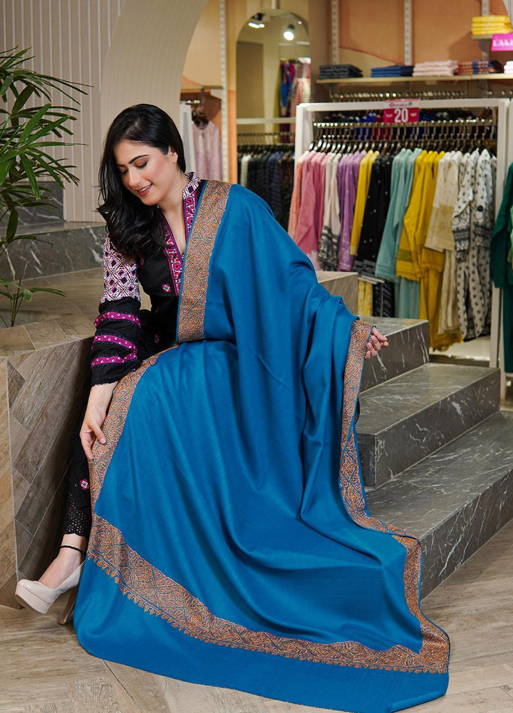 Sanaulla Exclusive Range  Pashmina  Shawls MAMA-20 Ferozi-1 - Pashmina Shawls