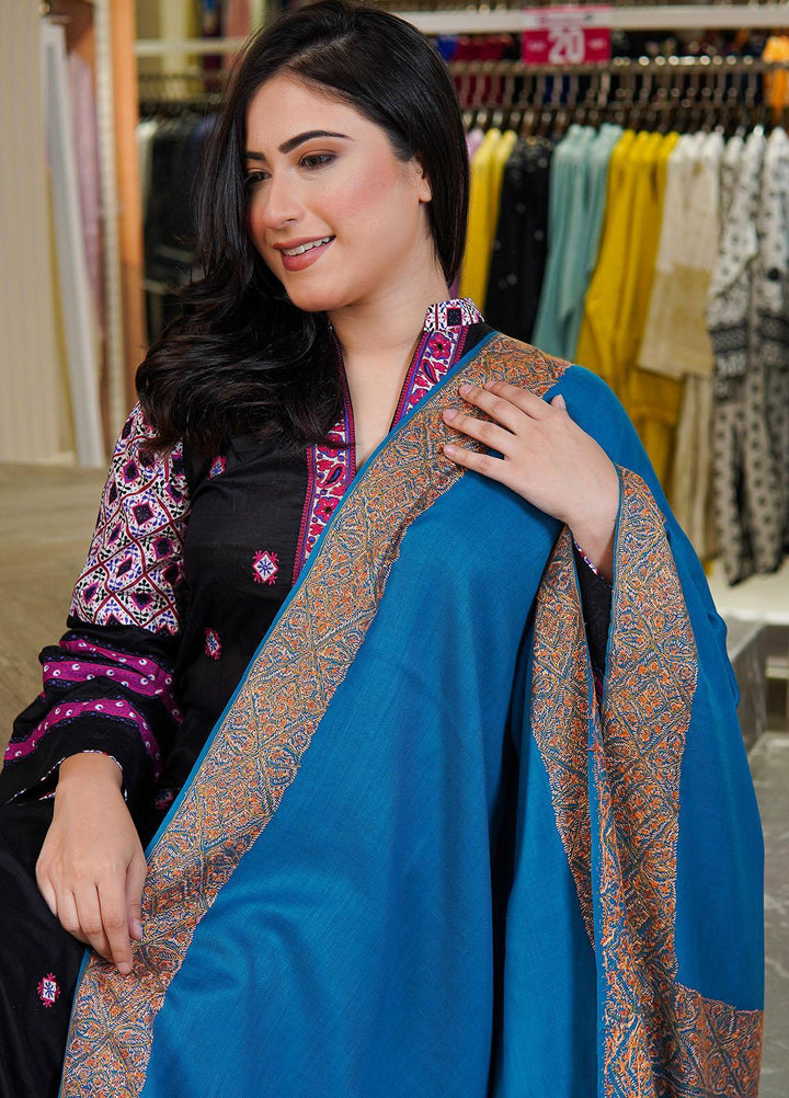 Sanaulla Exclusive Range  Pashmina  Shawls MAMA-20 Ferozi-1 - Pashmina Shawls