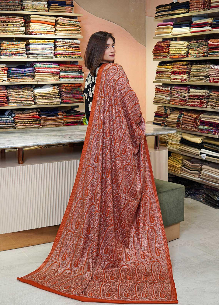 Sanaulla Exclusive Range  Pashmina  Shawls MAMA-38 Rust-4 - Pashmina Shawls