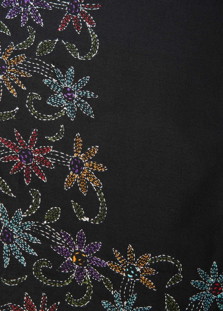 Sanaulla Exclusive Range  Pashmina  Shawls Shadow Emb Paala KPS-08 Dark Brown - Pashmina Shawls