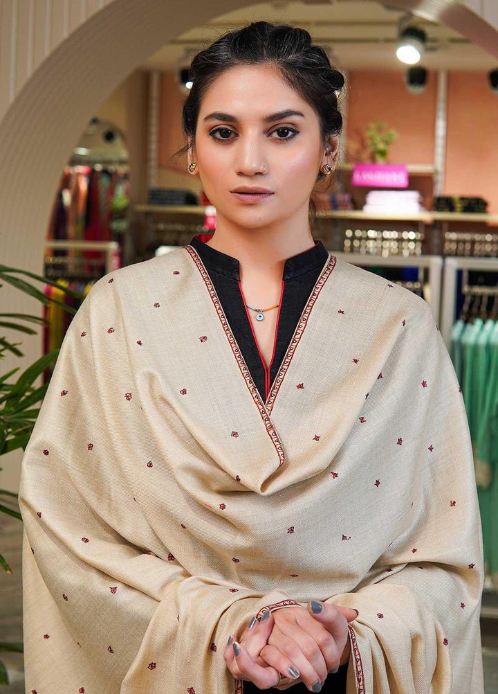 Sanaulla Exclusive Range  Pashmina  Shawls Star Buti KPS-05 fawn03 - Pashmina Shawls
