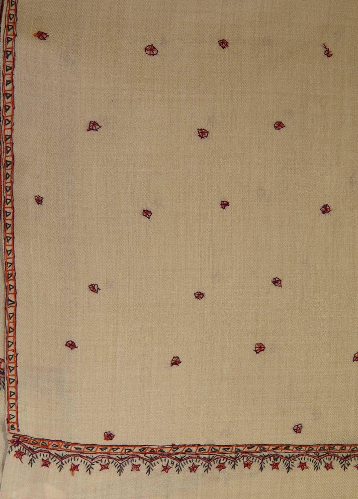 Sanaulla Exclusive Range  Pashmina  Shawls Star Buti KPS-05 fawn03 - Pashmina Shawls