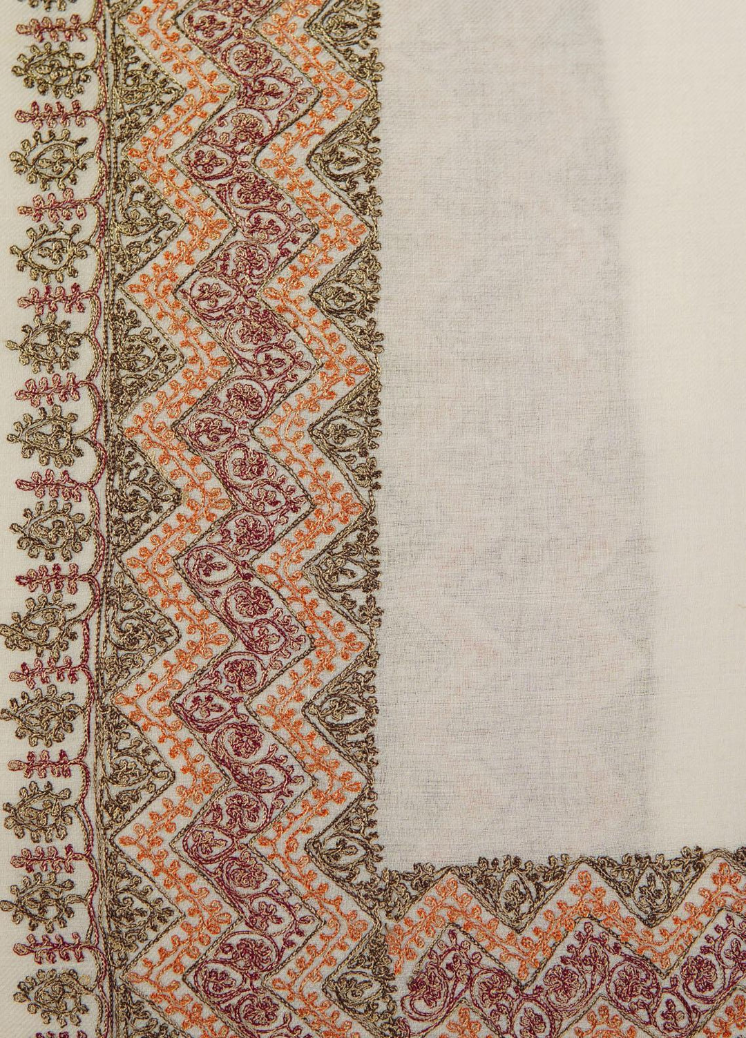 Sanaulla Exclusive Range  Pashmina  Shawls Zarri Nalki Dour New Hw KPS-38 White02 - Pashmina Shawls