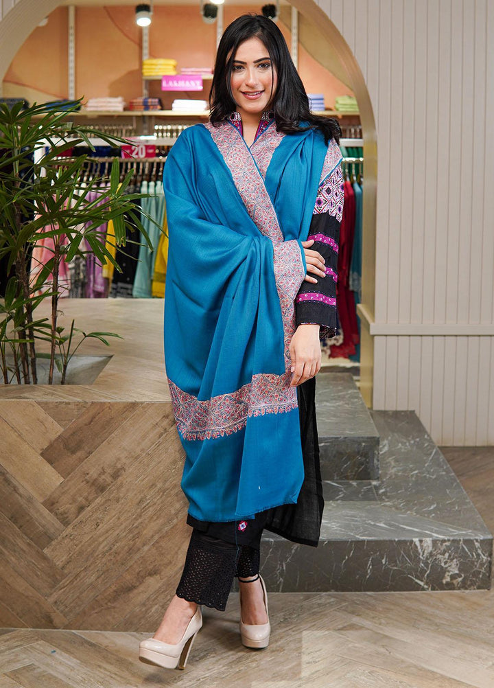 Sanaulla Exclusive Range  Pashmina  Shawls MAMA-20 Ferozi-2 - Pashmina Shawls