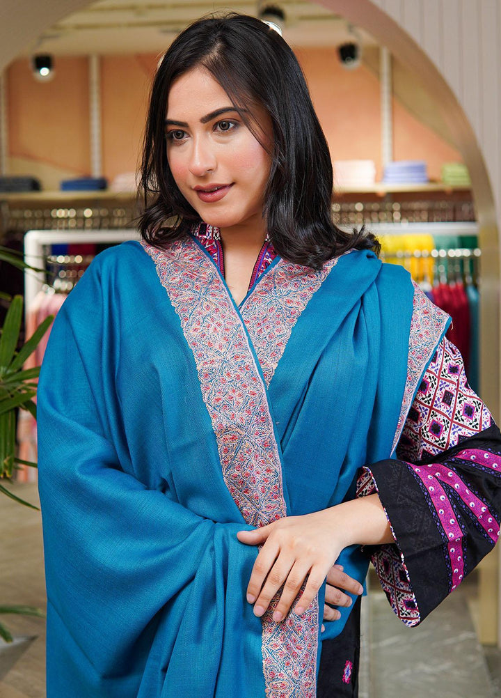 Sanaulla Exclusive Range  Pashmina  Shawls MAMA-20 Ferozi-2 - Pashmina Shawls