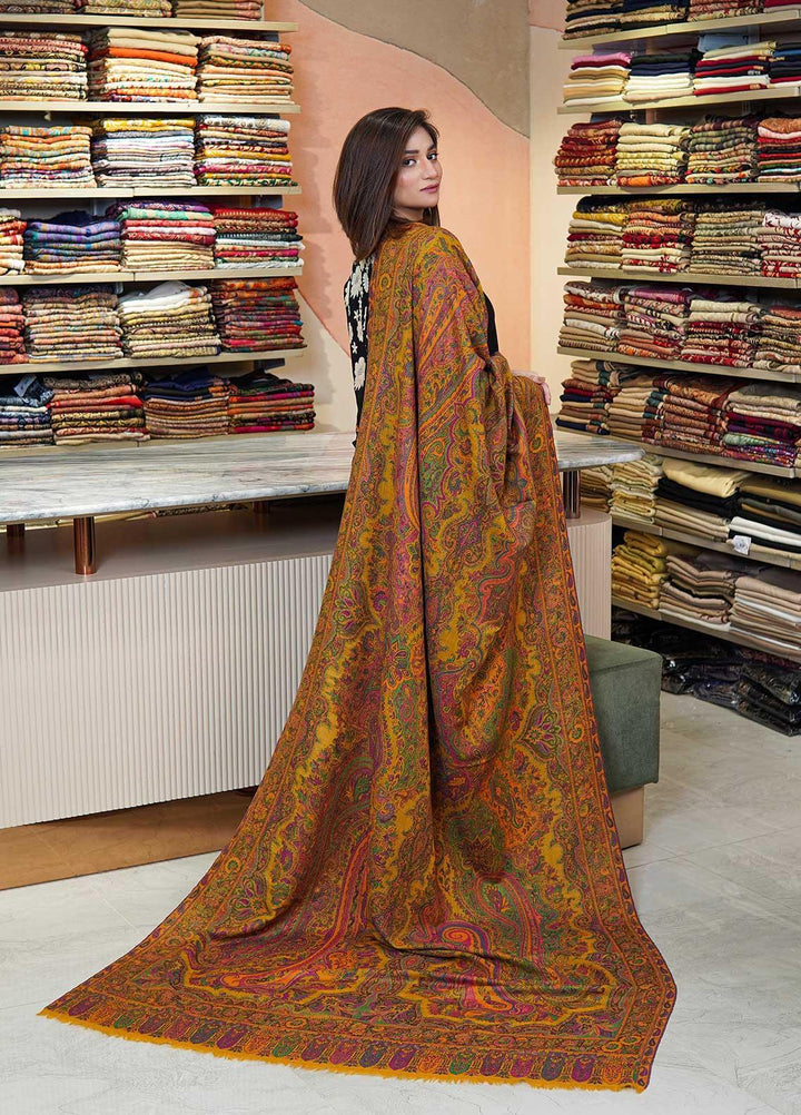 Sanaulla Exclusive Range  Pashmina  Shawls MAMA-42 Mustard-1 - Pashmina Shawls