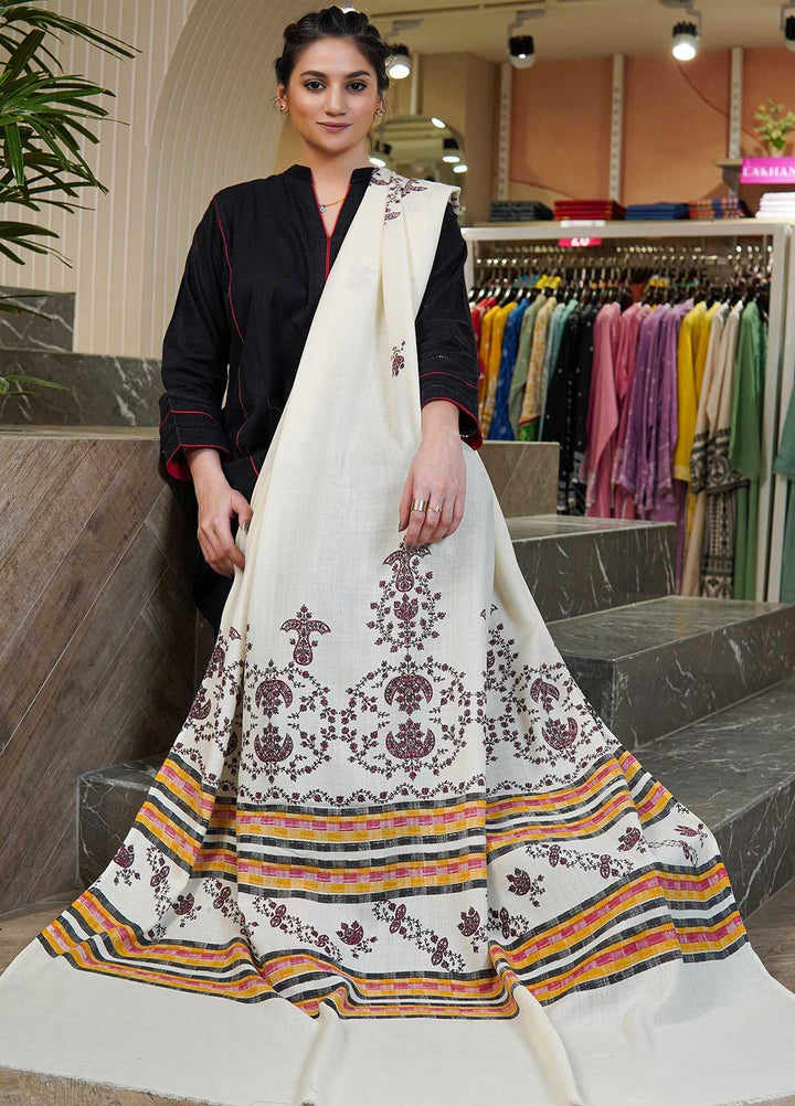 Sanaulla Exclusive Range  Pashmina  Shawls Multi Palla Emb C KPS-40 Off White02 - Pashmina Shawls