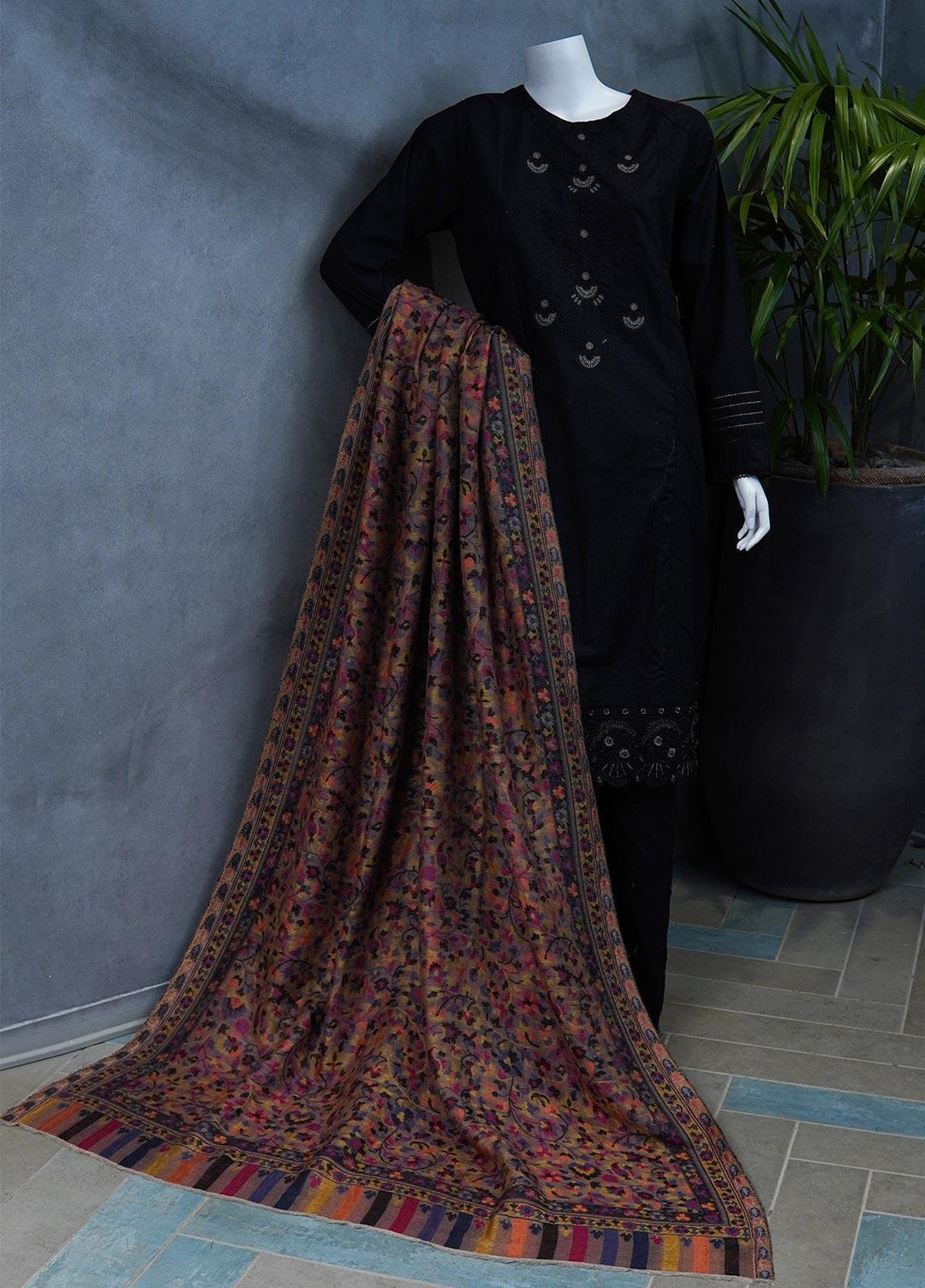 Sanaulla Exclusive Range  Pashmina  Shawls MAMA-10 Multi-4 - Pashmina Shawls