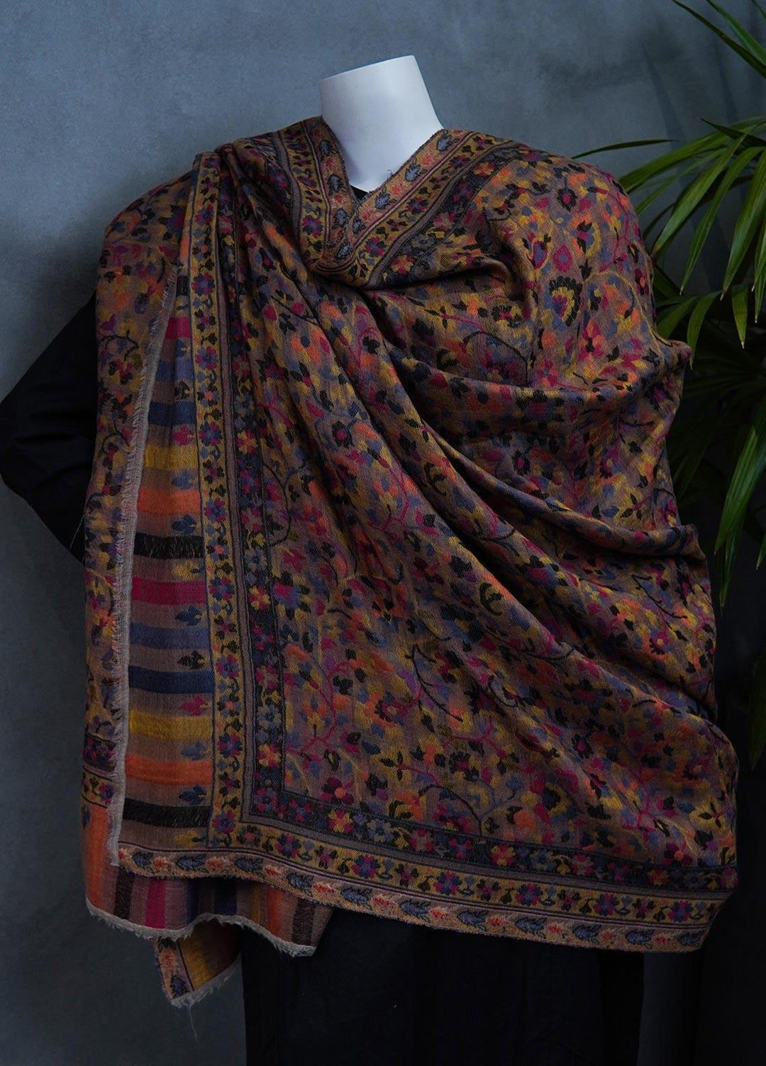 Sanaulla Exclusive Range  Pashmina  Shawls MAMA-10 Multi-4 - Pashmina Shawls