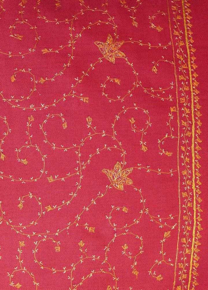 Sanaulla Exclusive Range  Pashmina  Shawls MAMA-17 Red-3 - Pashmina Shawls