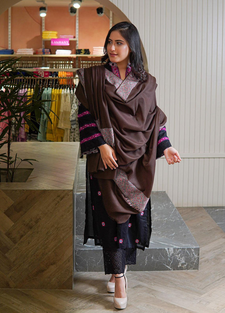 Sanaulla Exclusive Range  Pashmina  Shawls MAMA-20 D.Brown - Pashmina Shawls