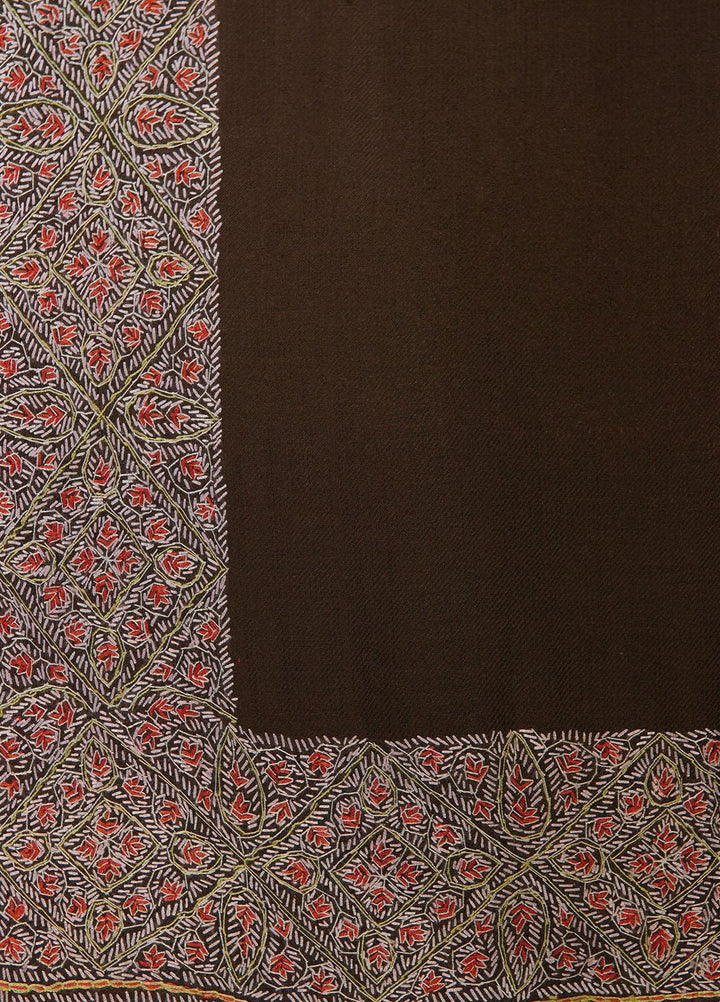 Sanaulla Exclusive Range  Pashmina  Shawls MAMA-20 D.Brown - Pashmina Shawls