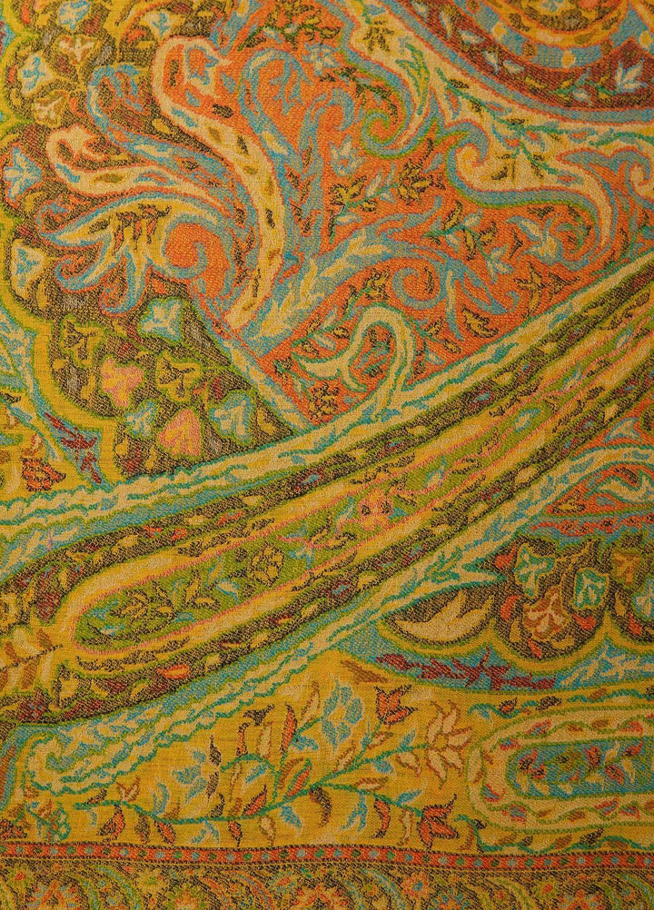 Sanaulla Exclusive Range  Pashmina  Shawls MAMA-42 Mustard-2 - Pashmina Shawls