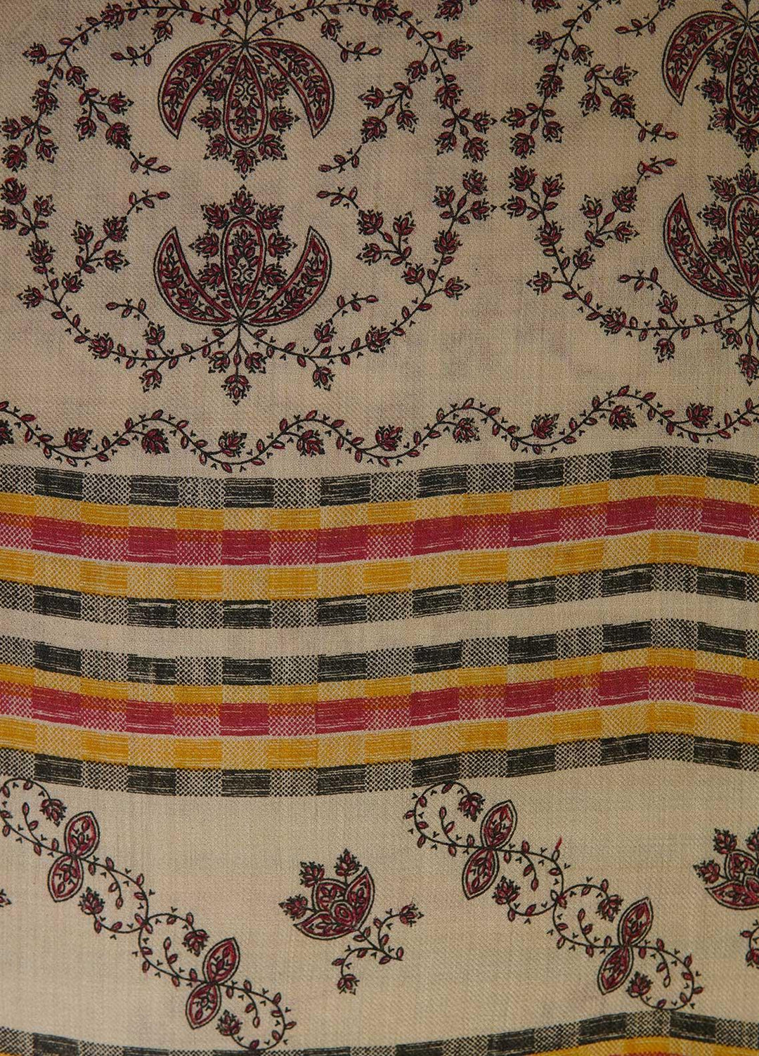 Sanaulla Exclusive Range  Pashmina  Shawls Multi Palla Emb C KPS-40 Fawn - Pashmina Shawls