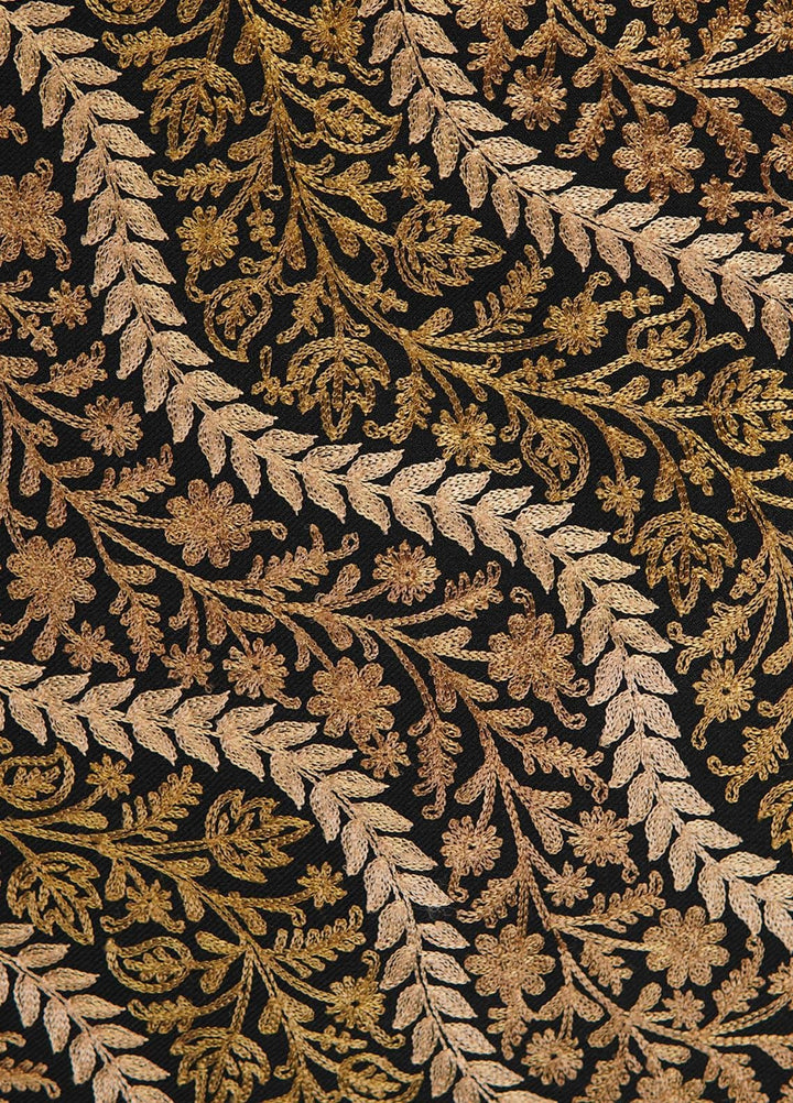 Sanaulla Exclusive Range  Pashmina  Shawls Nalki Cheri Jaal Hw KPS-35 Black-02  - Pashmina Shawls