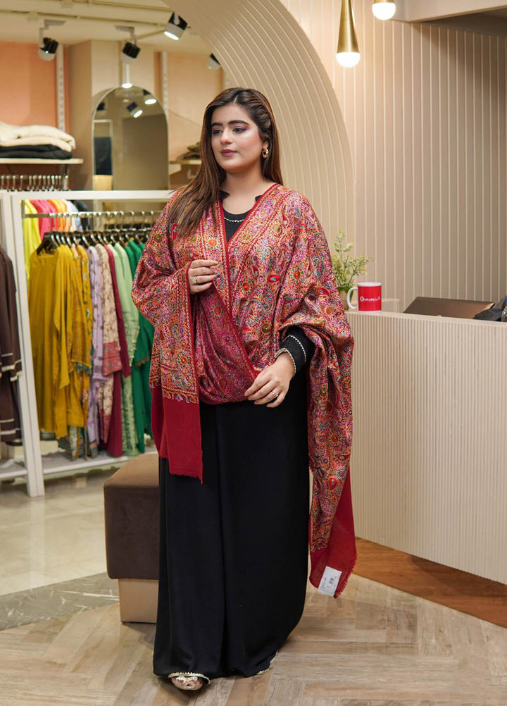Sanaulla Exclusive Range  Pashmina  Shawls MAMA-05 Red      - Pashmina Shawls