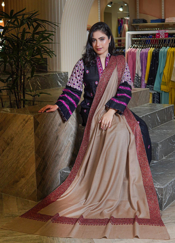 Sanaulla Exclusive Range  Pashmina  Shawls MAMA-20 Fawn-4 - Pashmina Shawls